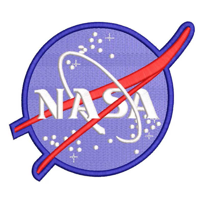 NASA logo embroidery design featuring intricate stitching patterns suitable for aviation-themed apparel and accessories.
