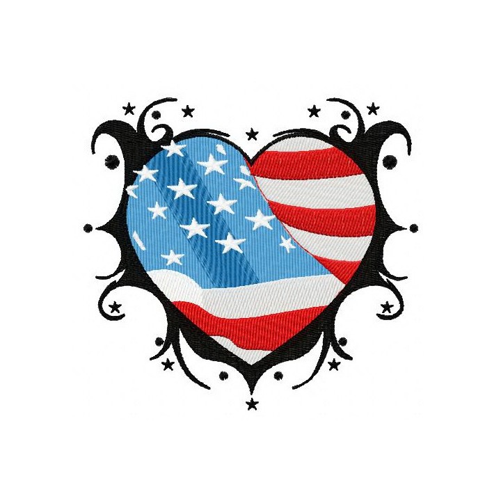 American heart 3 embroidery design - Embroidery Design