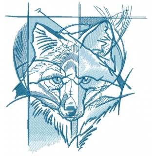 Blue fox street art embroidery design - Embroidery Design