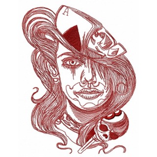 Longhaired gambler sketch embroidery design - Embroidery Design