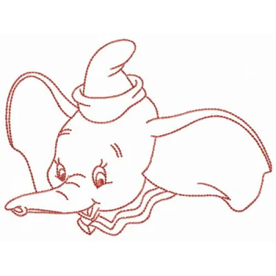 Dumbo elephant embroidery design featuring the beloved character, ideal for stitching on baby onesies and tote bags.