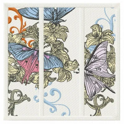 Preview of the Butterfly's World embroidery design featuring intricate butterfly motifs for creative stitching.