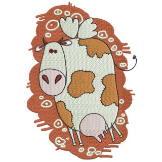 Winged cow embroidery design - Embroidery Design