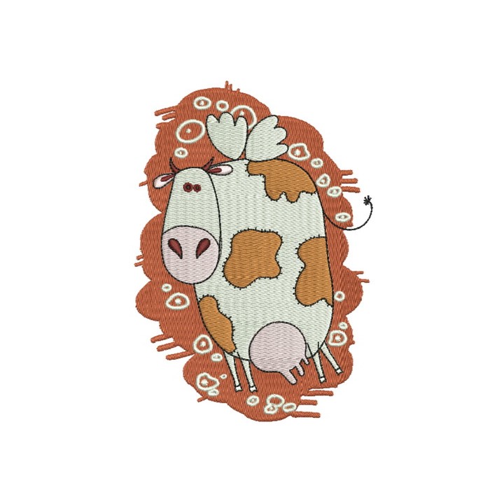 Winged cow embroidery design - Embroidery Design