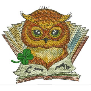 Clever owl reading a book embroidery design - Embroidery Design
