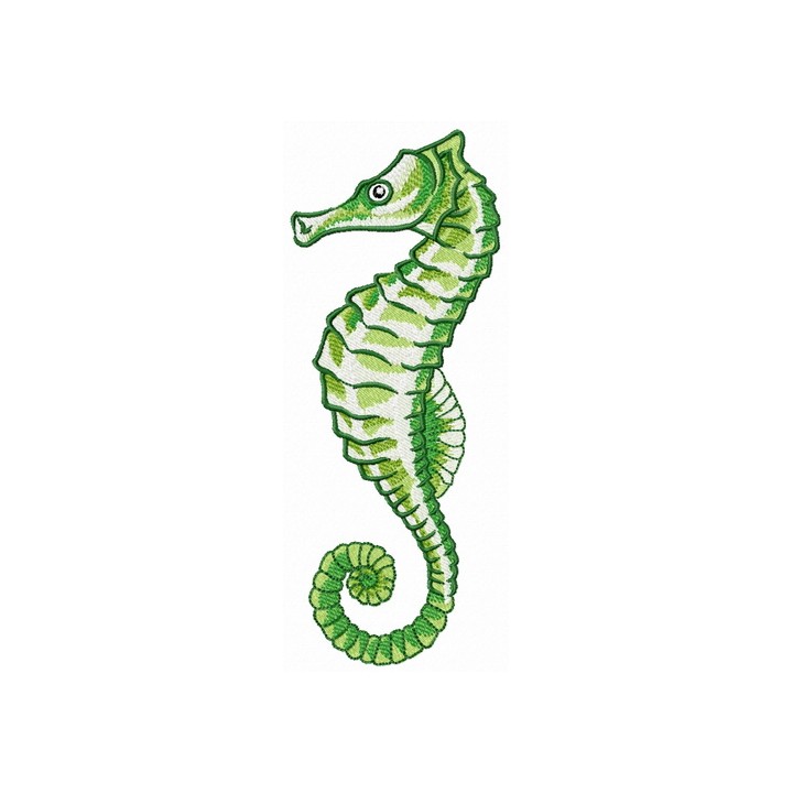 Green sea horse embroidery design - Embroidery Design