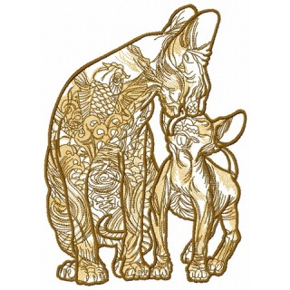 Cat and kitty cat sphynx 2 embroidery design - Embroidery Design