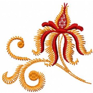 Orange and red flower embroidery design - Embroidery Design