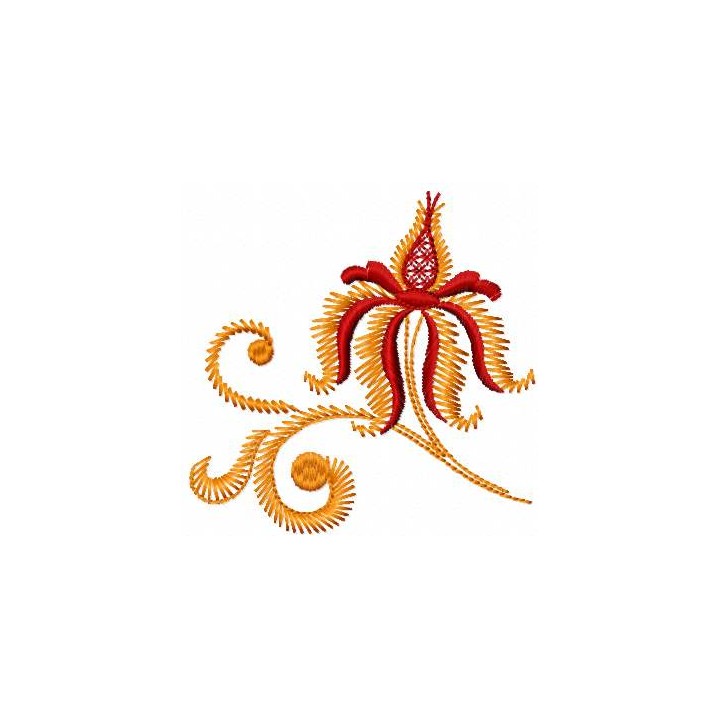 Orange and red flower embroidery design - Embroidery Design