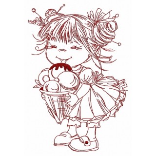 Girl with ice cream 3 embroidery design - Embroidery Design