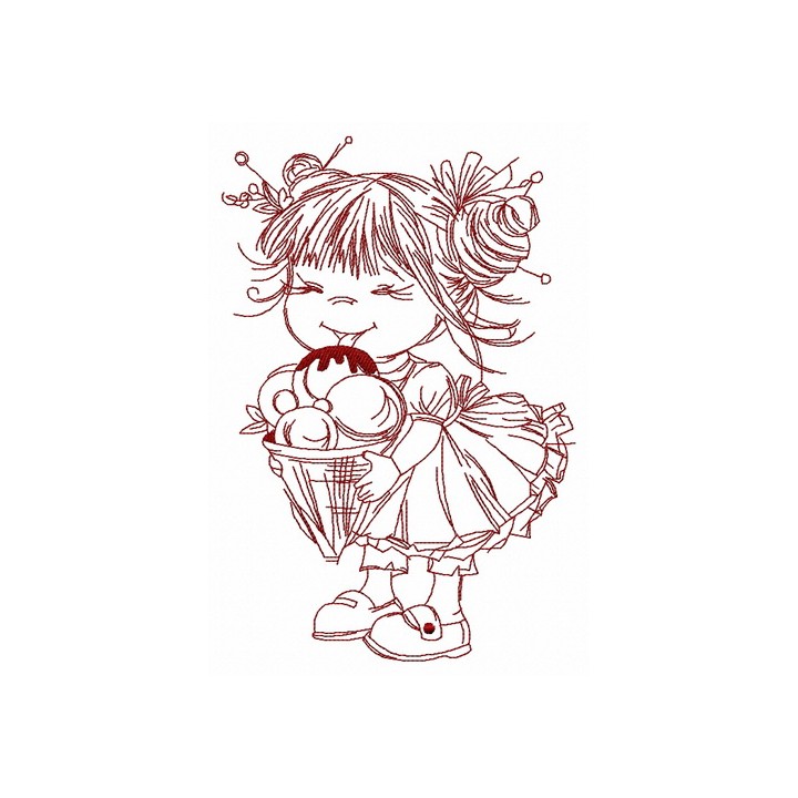 Girl with ice cream 3 embroidery design - Embroidery Design