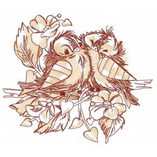 Funny couple of sparrows embroidery design - Embroidery Design