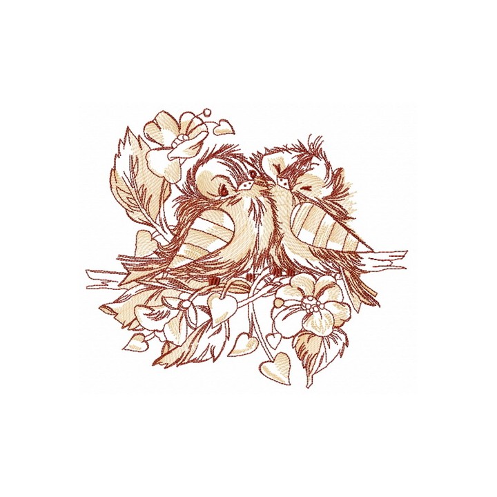 Funny couple of sparrows embroidery design - Embroidery Design