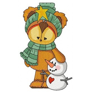 Bear's winter time embroidery design - Embroidery Design