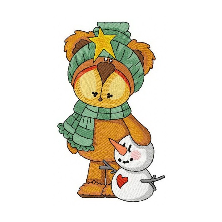 Bear's winter time embroidery design - Embroidery Design