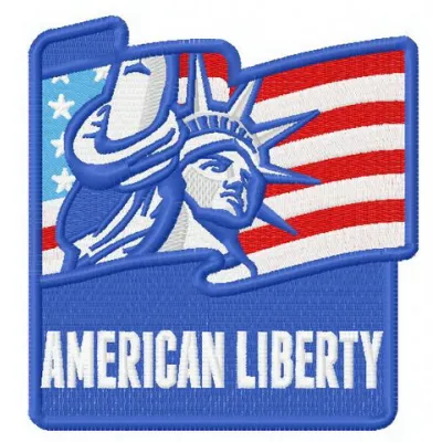 American Liberty embroidery design featuring stars and stripes, perfect for Independence Day projects.