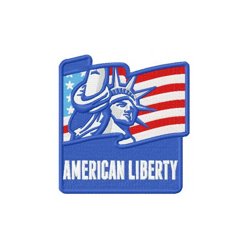 American Liberty embroidery design featuring stars and stripes, perfect for Independence Day projects.