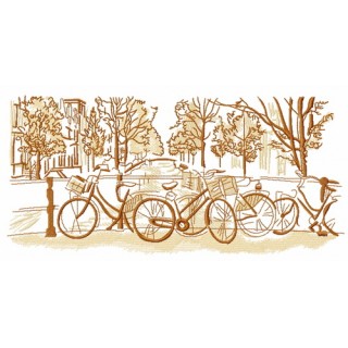 Bicycle city trip embroidery design - Embroidery Design