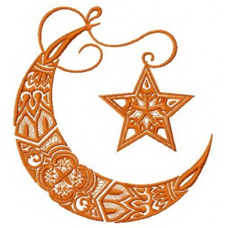 Moon and star embroidery design - Embroidery Design