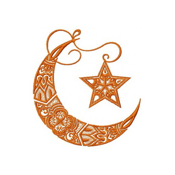 Moon and star embroidery design - Embroidery Design