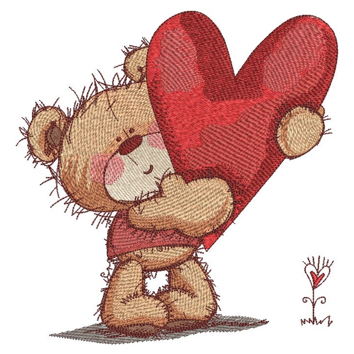 Bear with heart embroidery design - Embroidery Design