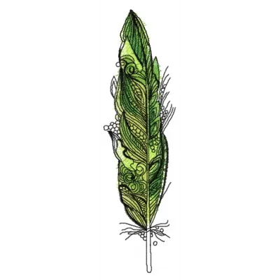 Colorful parrot feather embroidery design showcasing intricate stitching patterns for vibrant projects.