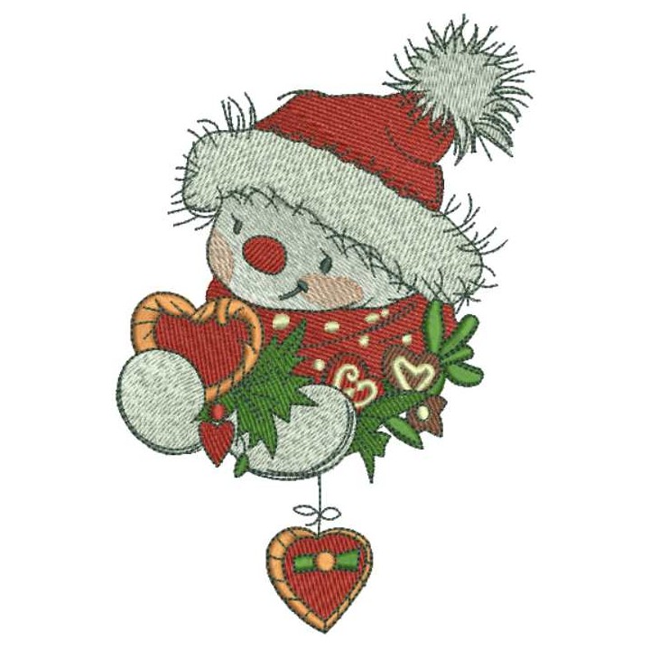 Snowman gift embroidery design - Embroidery Design