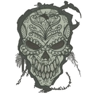 Gray skull embroidery design - Embroidery Design