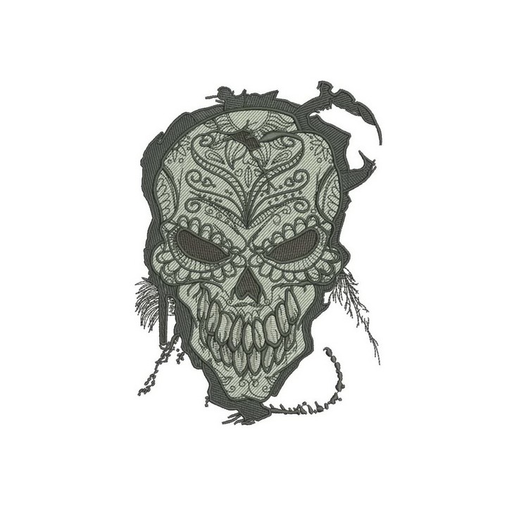 Gray skull embroidery design - Embroidery Design