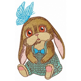 Bunny in romper embroidery design - Embroidery Design