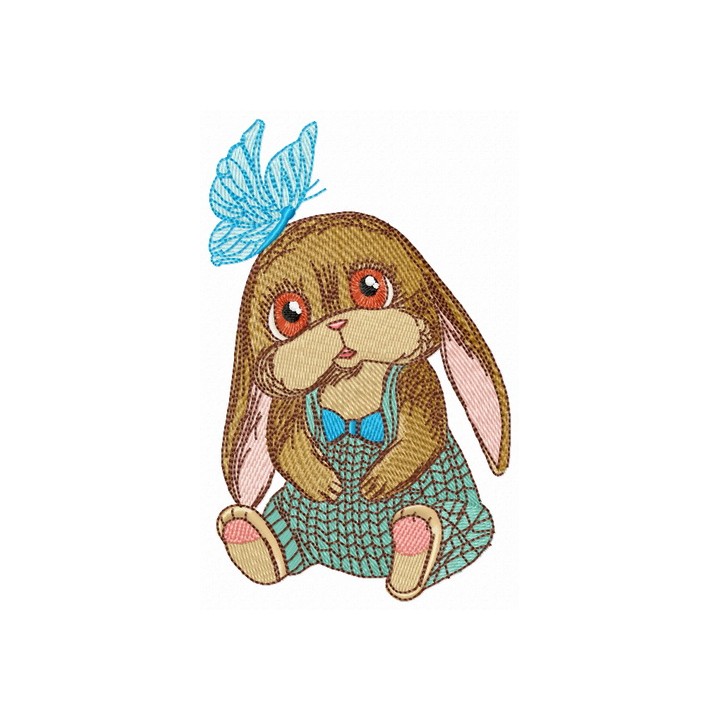 Bunny in romper embroidery design - Embroidery Design