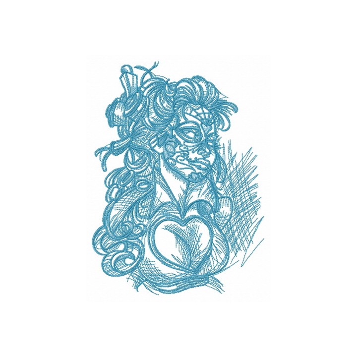 Captive girl sketch embroidery design - Embroidery Design