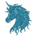 Mosaic unicorn embroidery design showcasing intricate stitch patterns for creative projects like t-shirts and hoodies.