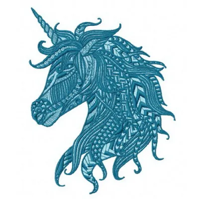 Mosaic unicorn embroidery design showcasing intricate stitch patterns for creative projects like t-shirts and hoodies.