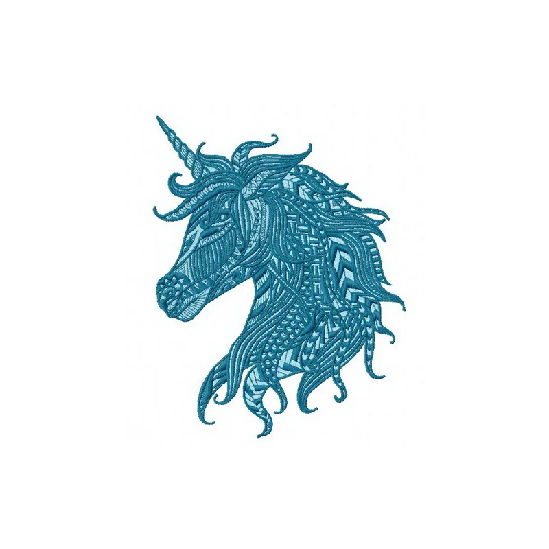 Mosaic unicorn embroidery design showcasing intricate stitch patterns for creative projects like t-shirts and hoodies.