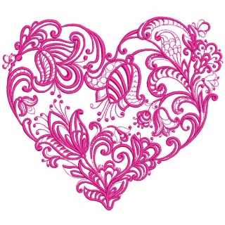 Floral heart embroidery design - Embroidery Design