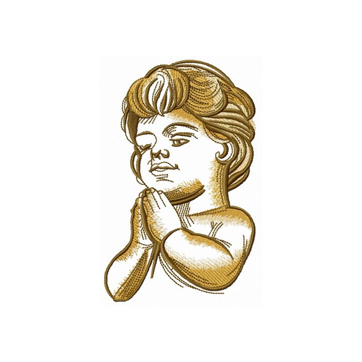 Young prayer embroidery design - Embroidery Design