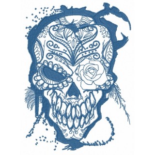 Skull with rose 3 embroidery design - Embroidery Design