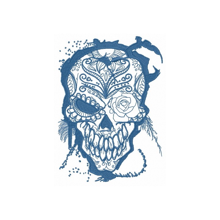 Skull with rose 3 embroidery design - Embroidery Design
