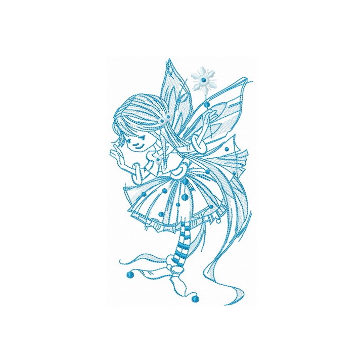 Young fairy blue gamma embroidery design - Embroidery Design
