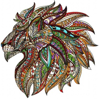Mosaic lion embroidery design - Embroidery Design