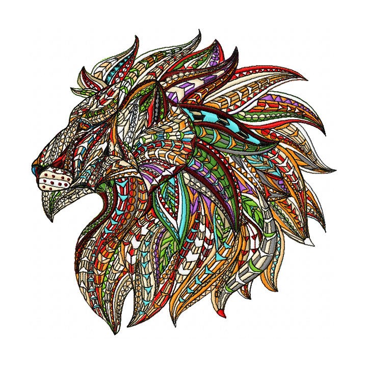 Mosaic lion embroidery design - Embroidery Design