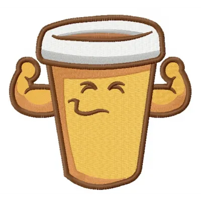 Preview of Coffee Strong 2 embroidery design featuring bold lettering suitable for t-shirts and tote bags.