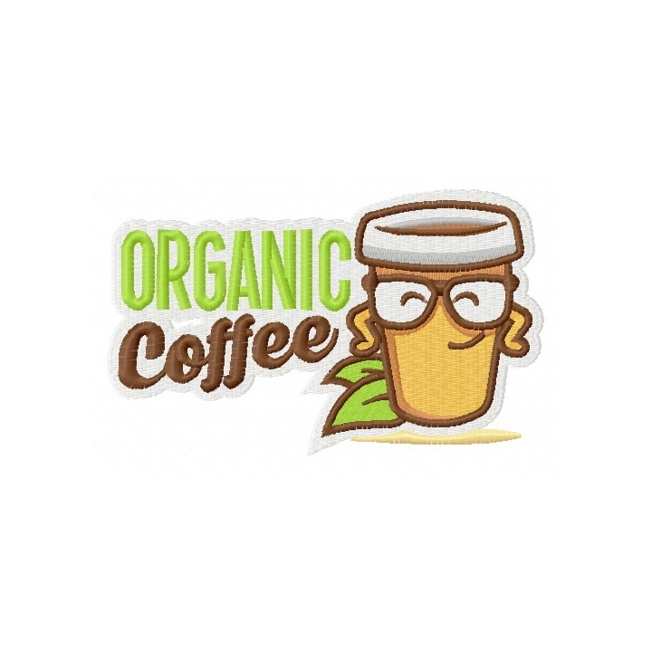 Organic coffee embroidery design - Embroidery Design