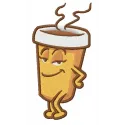 Hot coffee 3 embroidery design featuring a steaming cup of coffee, perfect for stitching on kitchen towels or aprons.