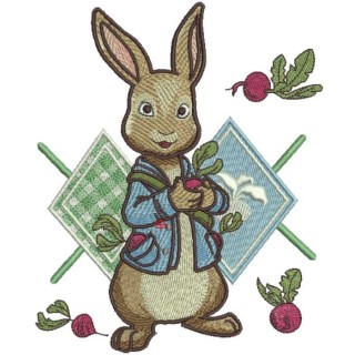 Bunny gardener embroidery design - Embroidery Design