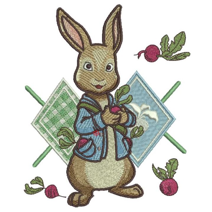 Bunny gardener embroidery design - Embroidery Design