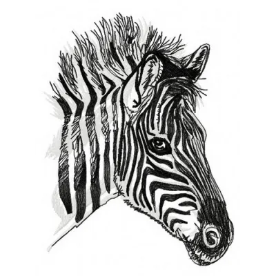 Zebra 3 embroidery design preview showcasing a playful zebra motif for stitching on various items.