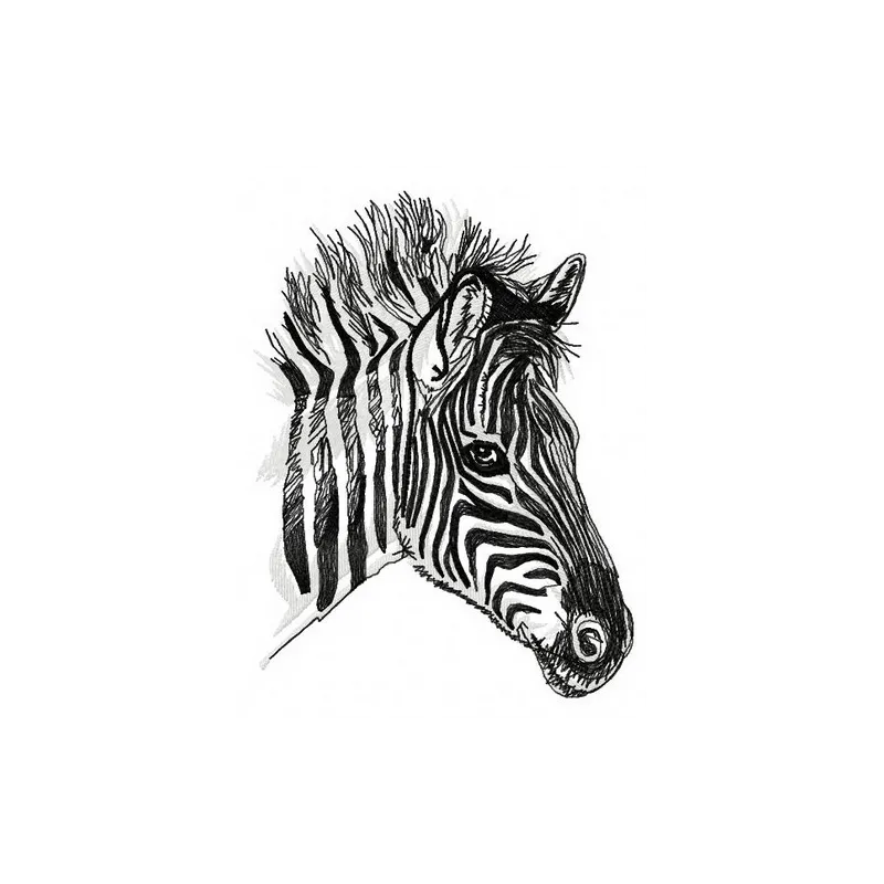 Zebra 3 embroidery design preview showcasing a playful zebra motif for stitching on various items.
