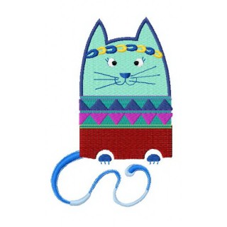 Hippie cat embroidery design - Embroidery Design